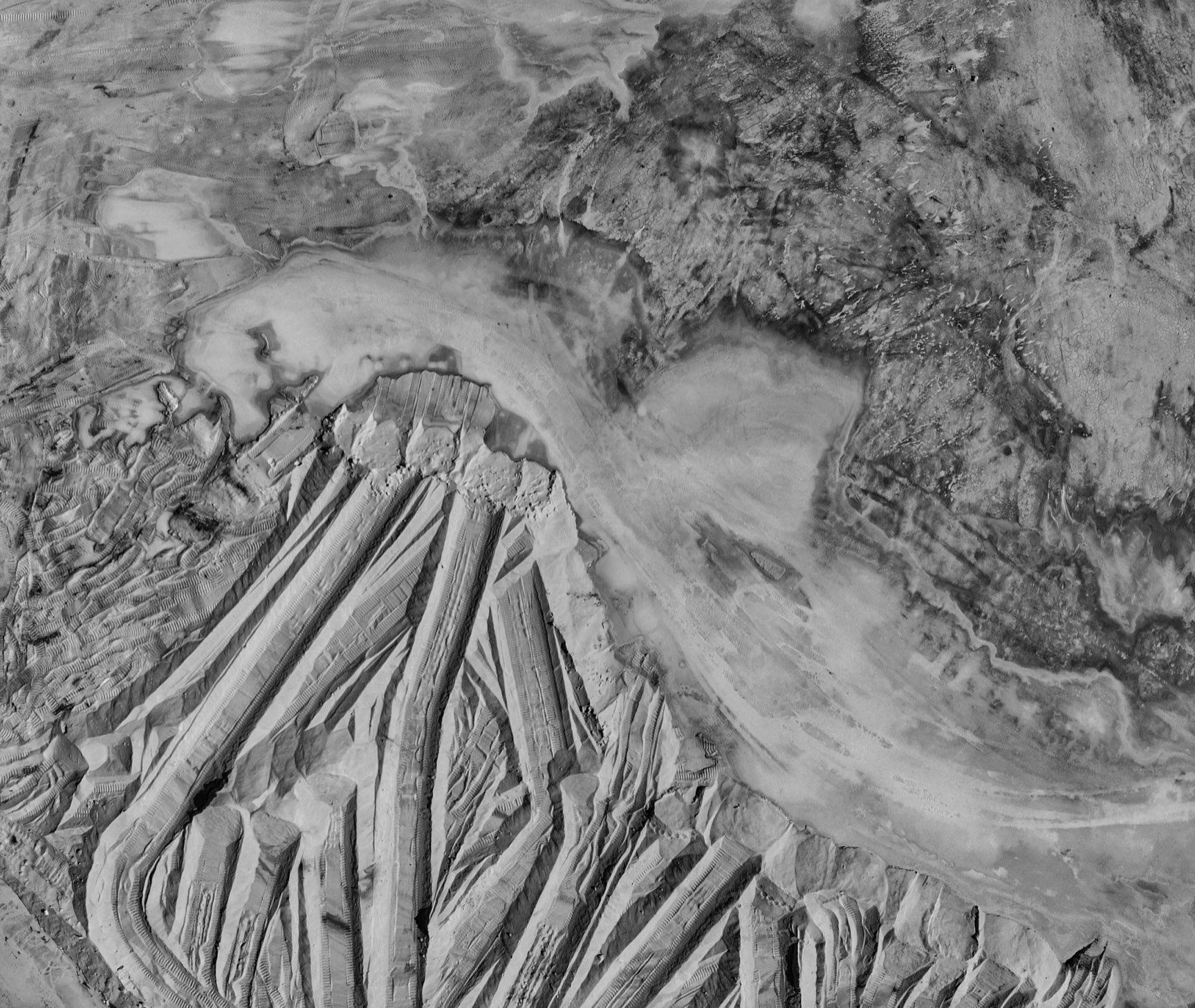 Grayscale aerial geological elevation survey